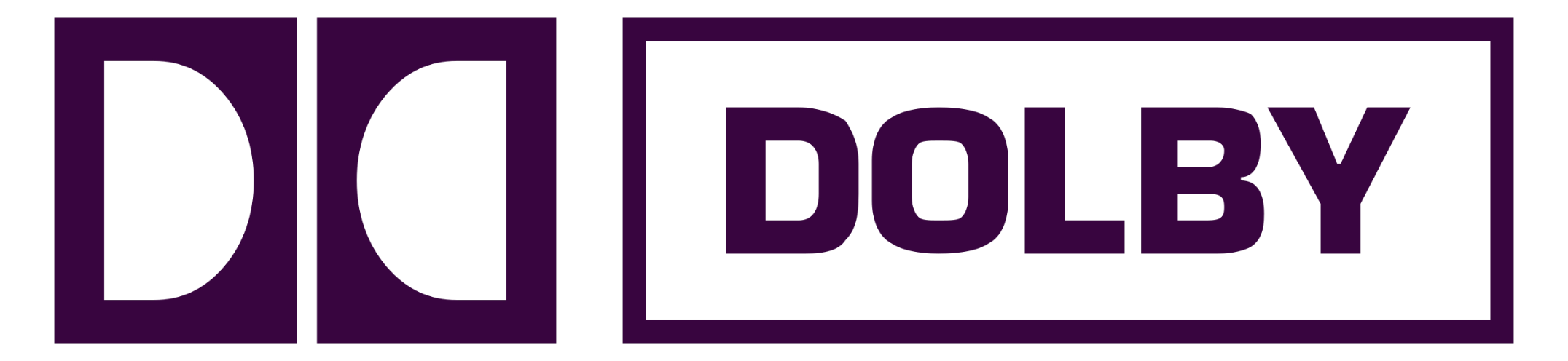 Dolby logo featuring iconic double 'D' symbols and the text 'Dolby' enclosed in a rectangular frame.