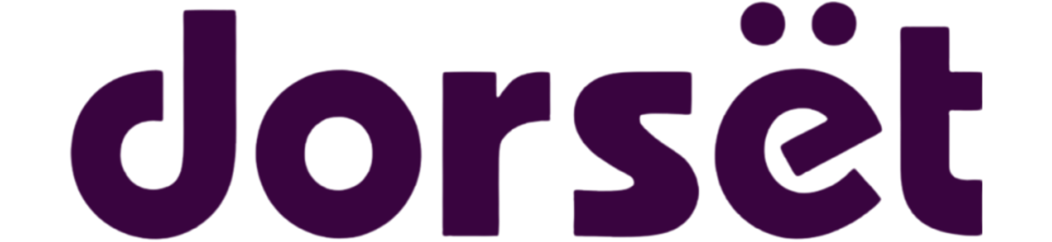 Dorset logo featuring bold typography with a modern design in a deep purple shade.