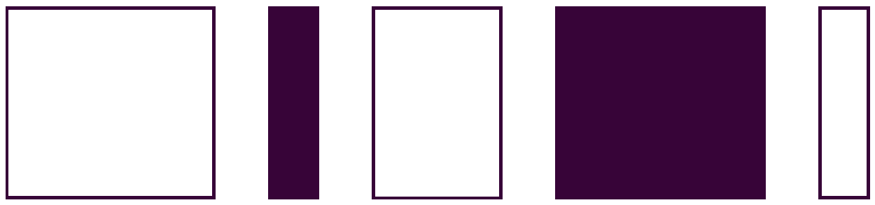 Four geometric rectangular shapes in purple, two solid-filled and two outlined, arranged in alternating styles.